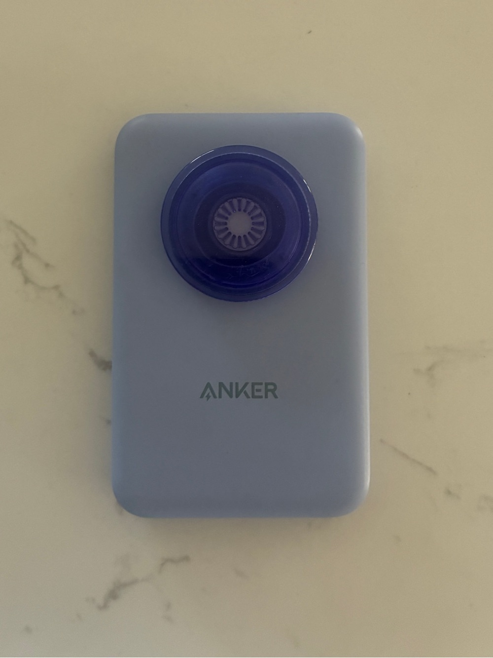 Anker Magnetic Wireless Power Bank Portable Charger w/ PopSocket Light Blue EUC